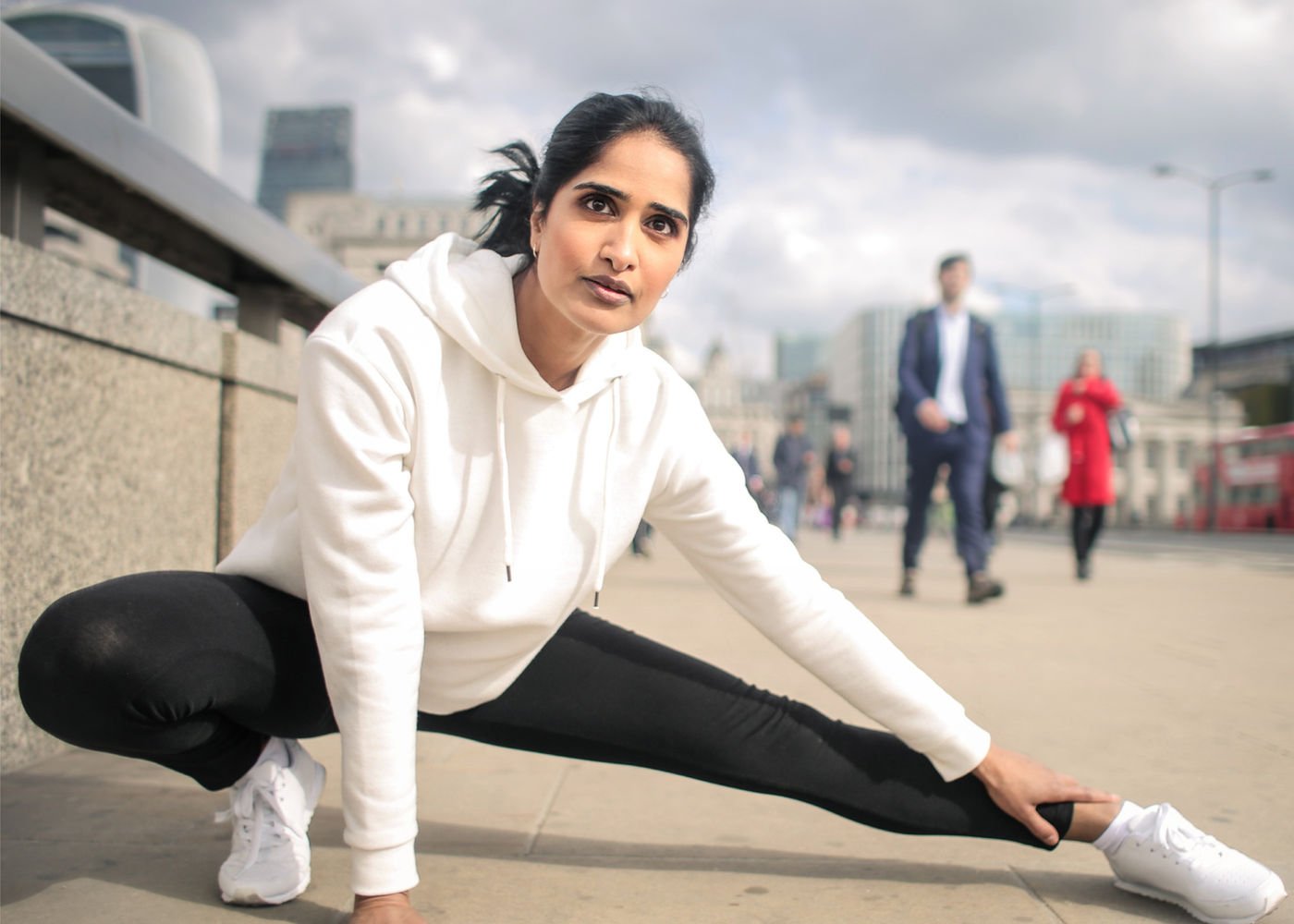 Woman stretching outdoors, free to move